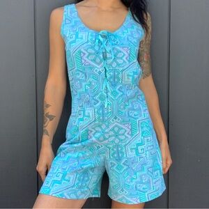 Vintage Wetseal abstract lace-up romper Sz S